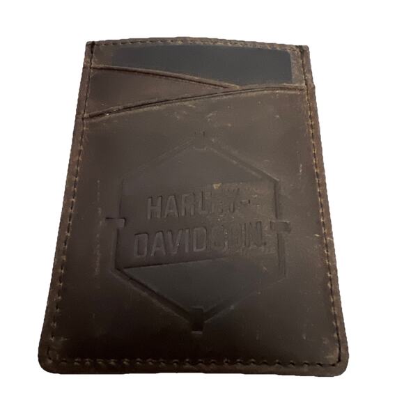Harley Davidson Low Profile Leather Wallet With Money Clip - Picture 1 of 4